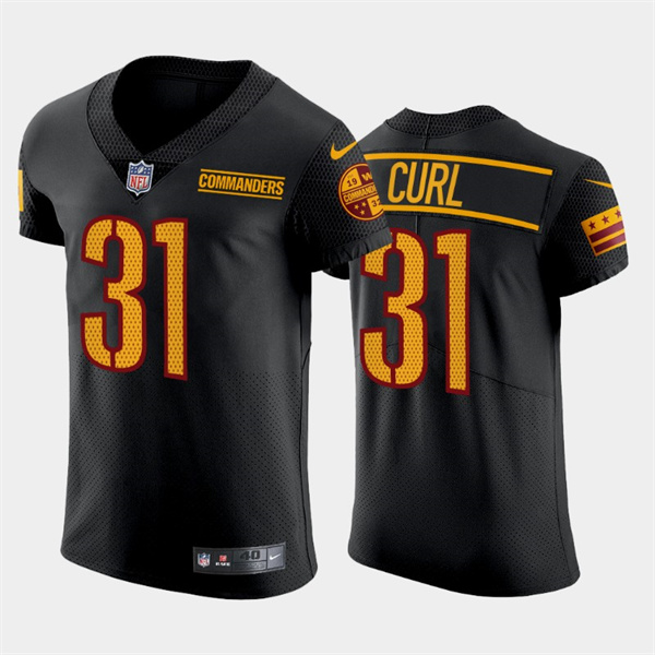 Men's Washington Commanders #31 Kamren Curl Black Elite Stitched Jersey Men's Washington Commanders #31 Kamren Curl Black Elite Stitched Jersey